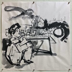 Point to the Hole, October 2020, ink on Chinese paper, 69.3 x 69.1 cm