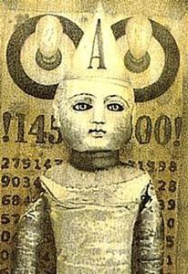 Charles Benefiel:'Untitled' - c.1994, ink & varnish on canvas, 45 x 32 ins