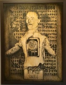 Charles Benefiel. ‘A New Man’. Ink, tea stain and varnish on paper 34 x 25 ins