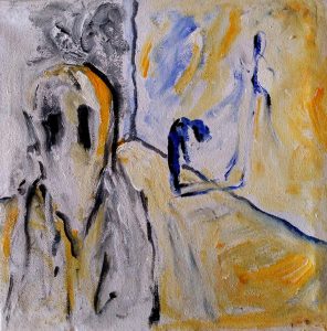 Empty faces staring in from the outside (12 x 12 in) 1 May 2020 - Lahore