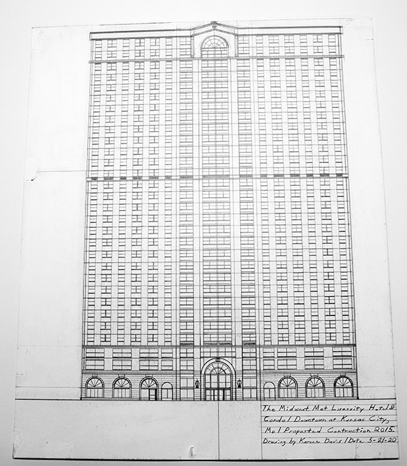 Kareem Davis - "Midwest Met," pencil on paper, 2015