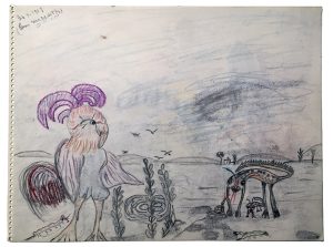 Rene Meredith (two-sided, side B) - 12 x 9 in, pencil & crayon