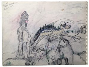 Rene Meredith (two-sided, side A)  - 12 x 9 in, pencil & crayon