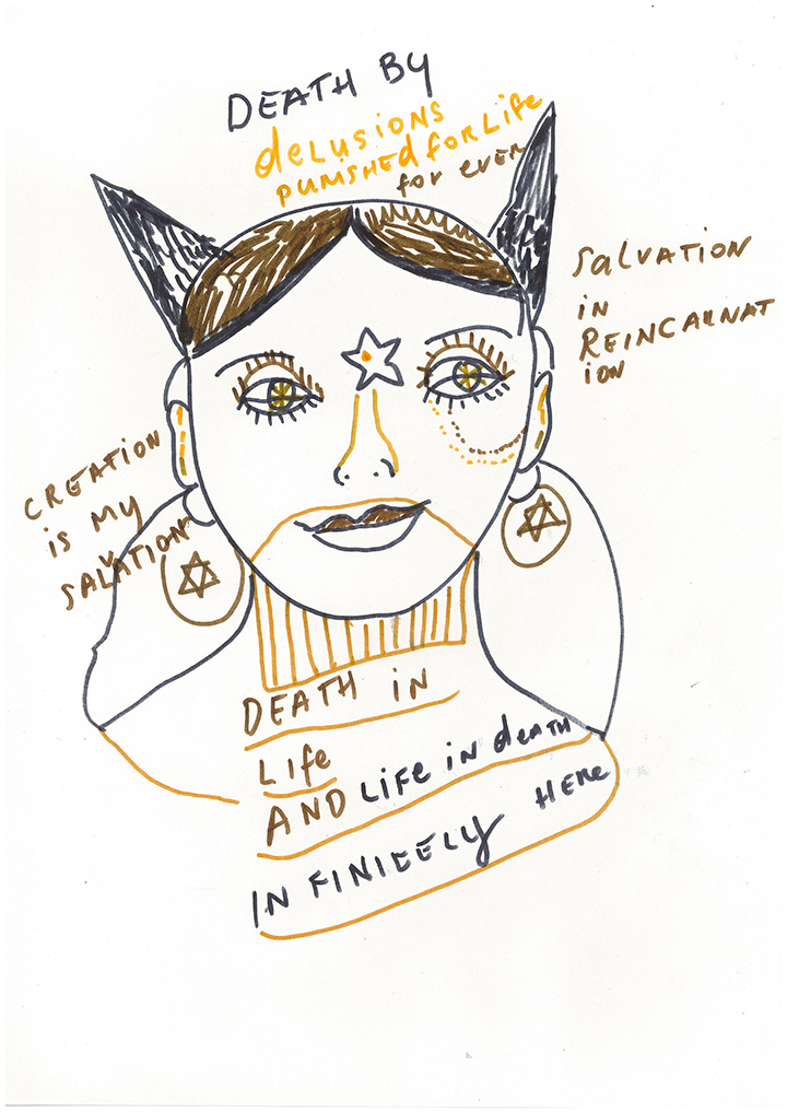 Lydia ‘Infinitely Here' c.2018 - 22, ink on card  16.5 x 12 inches