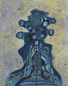 Gérard Nicollet: Grand ectoplasme bleu (Big Blue Ectoplasm) 45,4 x 55,5 cm