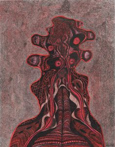 Gérard Nicollet: Grand ectoplasme rouge (Big Red Ectoplasm) 45,4 x 55,5 cm