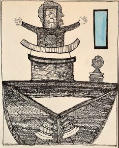 Adam Grippo 2023  'Untitled' - ink and blue acrylic paint - 10