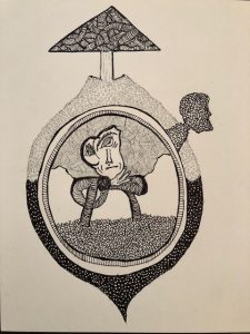 Adam Grippo 2023  'Untitled' - ink and blue acrylic paint - 10