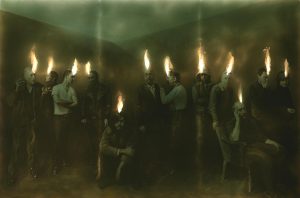 Paul Benney - Speaking in Tongues, 2014. Oil and resin on wood, 244 x 366 cm.