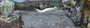Peter Darach - Floating Figure. 1985. Oil on board. 30 x 50 cms.