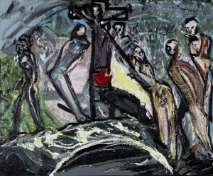 Peter Darach - Crucifixion. 1978. Oil on board. 40 x 60 cms.