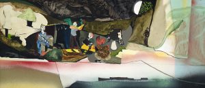 Peter Darach - Untitled. 1977. Oil and spray paint on board. 30 x 65 cms.