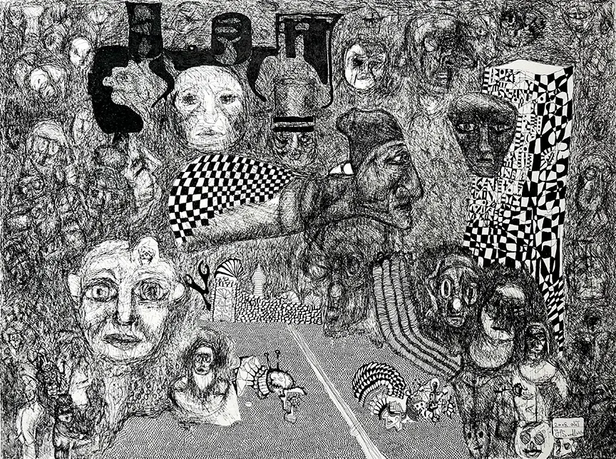 Hans Sandberg - No. 25 No title, 2008 42x56 cm. The day a train ran through my head.