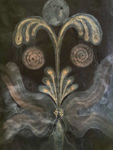 Communication 2025 39.5 x 54.5 cm Natural Pigments water colour on Handmade Indigo Paper