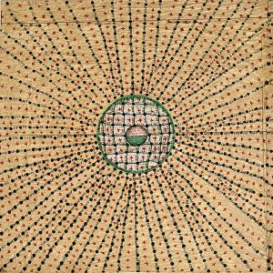 untitled #11, acrylic and collage on vintage sewing paper, 54 x 54 cm, 2025