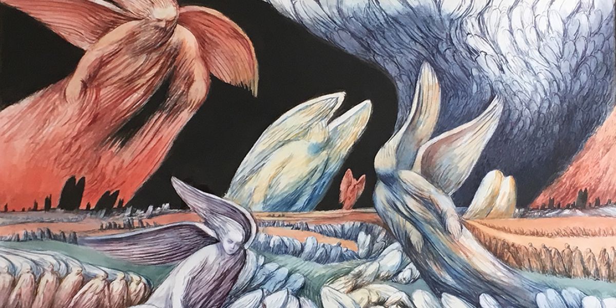 Donald Pass 'Resurrection' 2004 watercolour. 36 X 55 ins